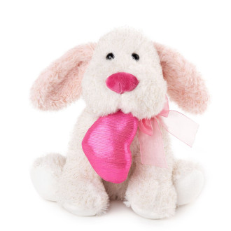 Куче с розово сърце