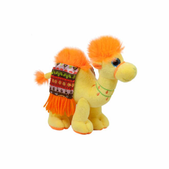 Плюшена камила със шарено седло - Жълт