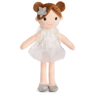 Плюшена кукла с рокля - 4 цвята - 32cm - Бял
