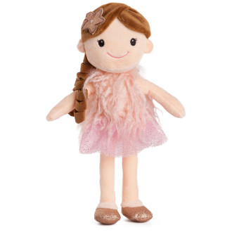 Плюшена кукла с рокля - 4 цвята - 32cm - Розов