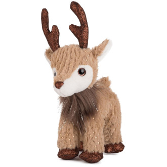 Коледен елен с брокатени рога - Кафяв