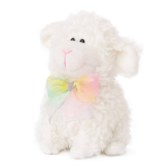 Бяло овца със цветна панделка
