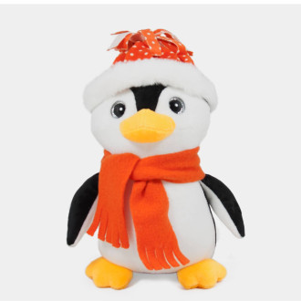 Плюшен пингвин с шапка и шал - Оранжев