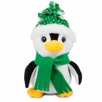 Плюшен пингвин с шапка и шал - Зелен