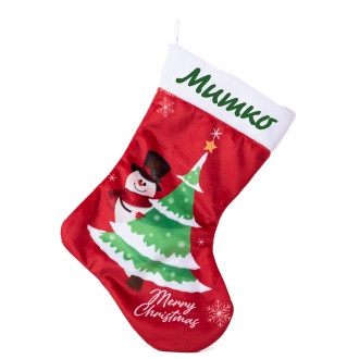 Коледен чорап Снежен човек /Merry Christmas/ с Надпис