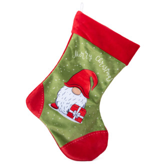 Зелен Коледен чорап с елф /Merry Christmas/
