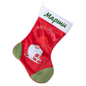 Червен Коледен чорап с елф /Merry Christmas/ с Надпис