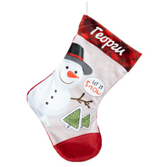 Коледен чорап със Снежен човек /Let It Snow/ с Надпис