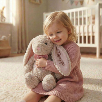 Плюшено зайче с панделка с НАДПИС І 2 цвята