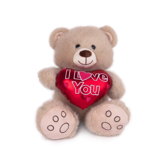 Плюшено мече „Обич“ с блестящо сърце І 2 цвята