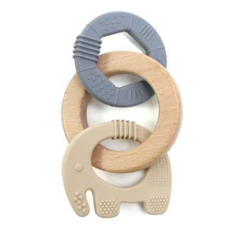 Силиконова гризалка с дървен ринг-Мравояд І 4 цвята