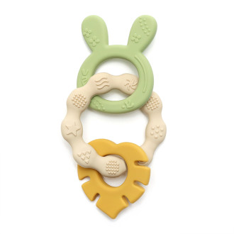 Силиконова гризалка зайче и листо І 2 цвята