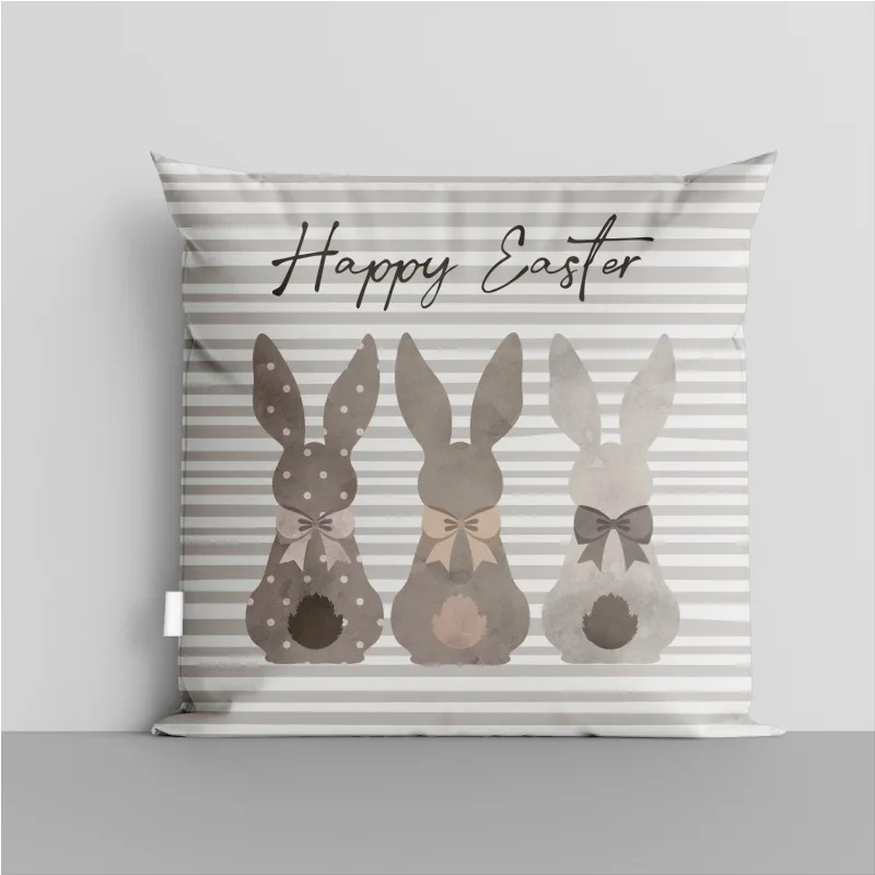 Великденска декоративна възглавница "Happy Easter" със зайчета