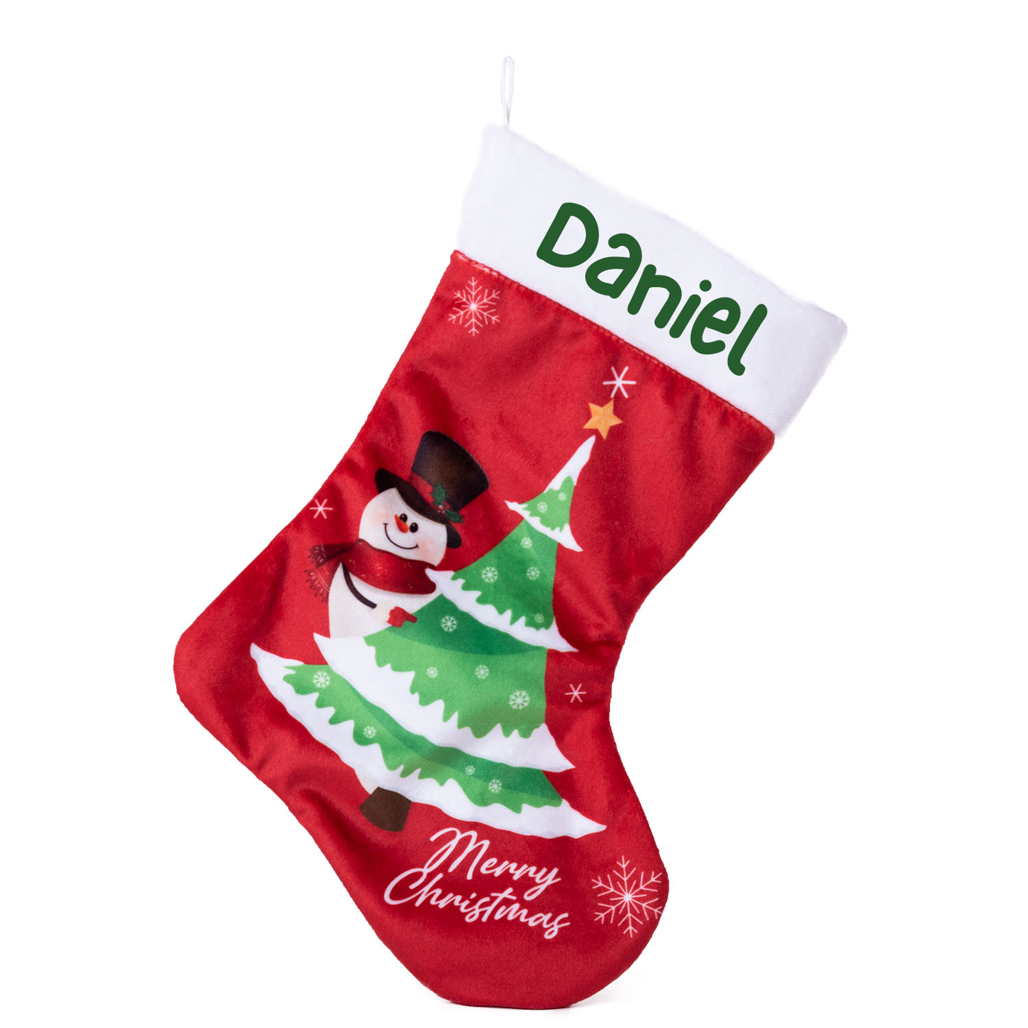 Коледен чорап Снежен човек /Merry Christmas/ с Надпис