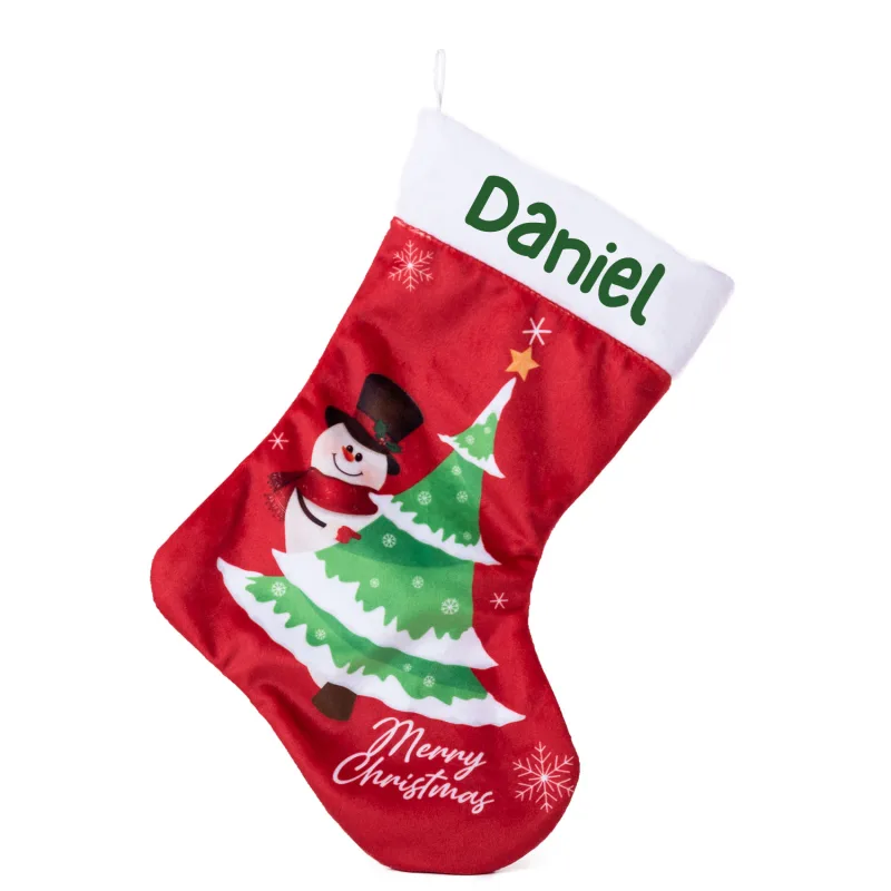 Коледен чорап Снежен човек /Merry Christmas/ с Надпис